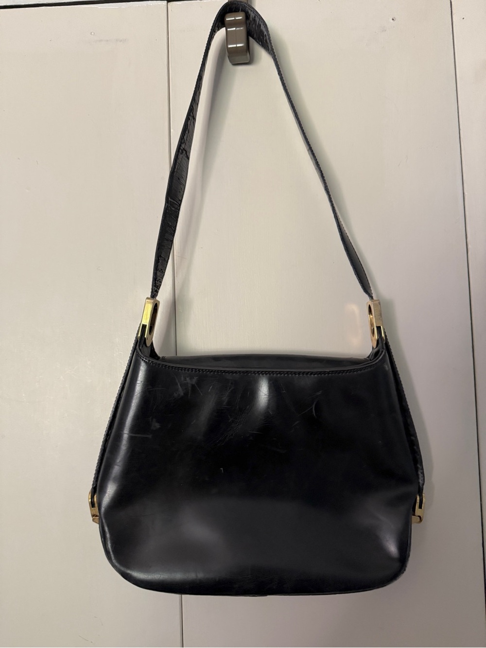 Vintage Equestrian Embossed Leather Shoulder Bag - Picture 2 of 4